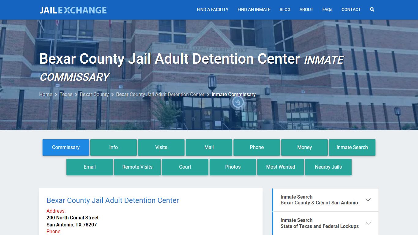 Bexar County Jail Adult Detention Center Inmate Commissary